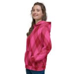 Pink Argyle Hoodie Classic Diamond Pattern Pullover