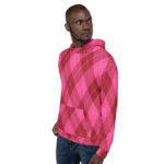 Pink Argyle Hoodie Classic Diamond Pattern Pullover