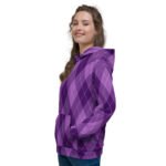 Purple Argyle Hoodie Classic Diamond Pattern Pullover