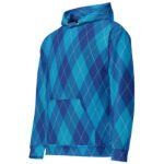 Blue Argyle Hoodie Classic Diamond Pattern Pullover