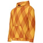 Orange Argyle Hoodie Classic Diamond Pattern Pullover