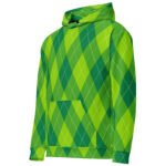 Green Argyle Hoodie Classic Diamond Pattern Pullover