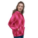 Pink Argyle Hoodie Classic Diamond Pattern Pullover