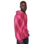 Pink Argyle Hoodie Classic Diamond Pattern Pullover