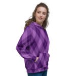 Purple Argyle Hoodie Classic Diamond Pattern Pullover