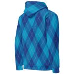 Blue Argyle Hoodie Classic Diamond Pattern Pullover