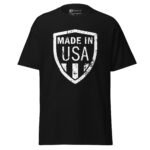Made in USA T-shirt - Vintage Shield Design Black Tee