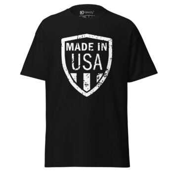 Made in USA T-shirt - Vintage Shield Design Black Tee