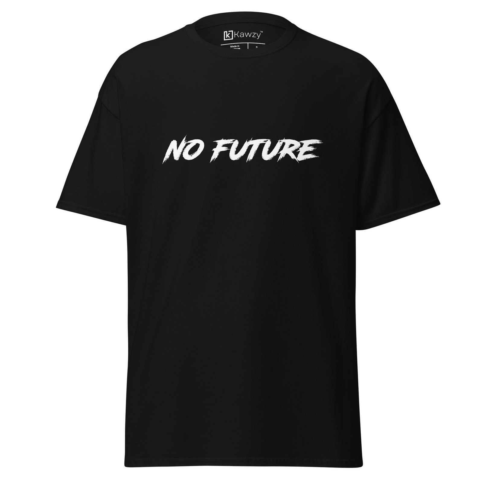 unisex-classic-tee-black-front-6a6334785be7b.jpg No Future T-shirt - Punk Rock Slogan Black Tee