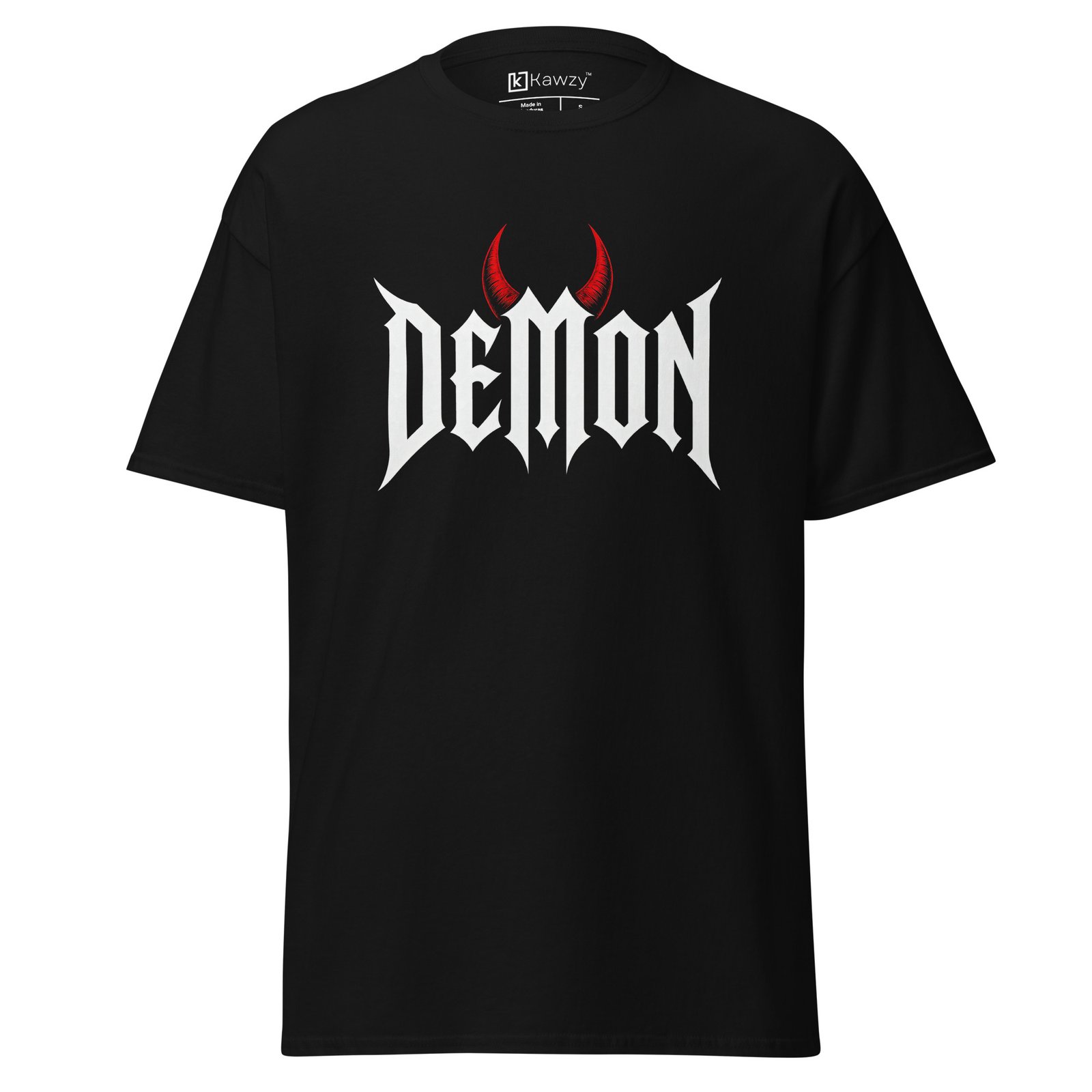 unisex-classic-tee-black-front-6a640243e09ba.jpg Demon T-shirt - Gothic Metal Devil Horns Black Tee