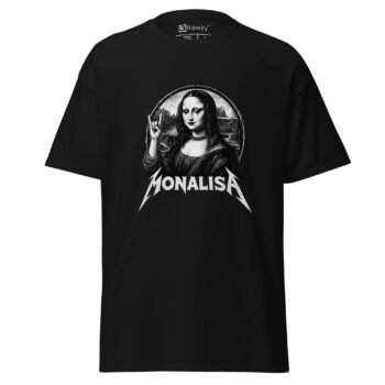 Mona Lisa T-shirt - Heavy Metal Gun Graphic Black Tee