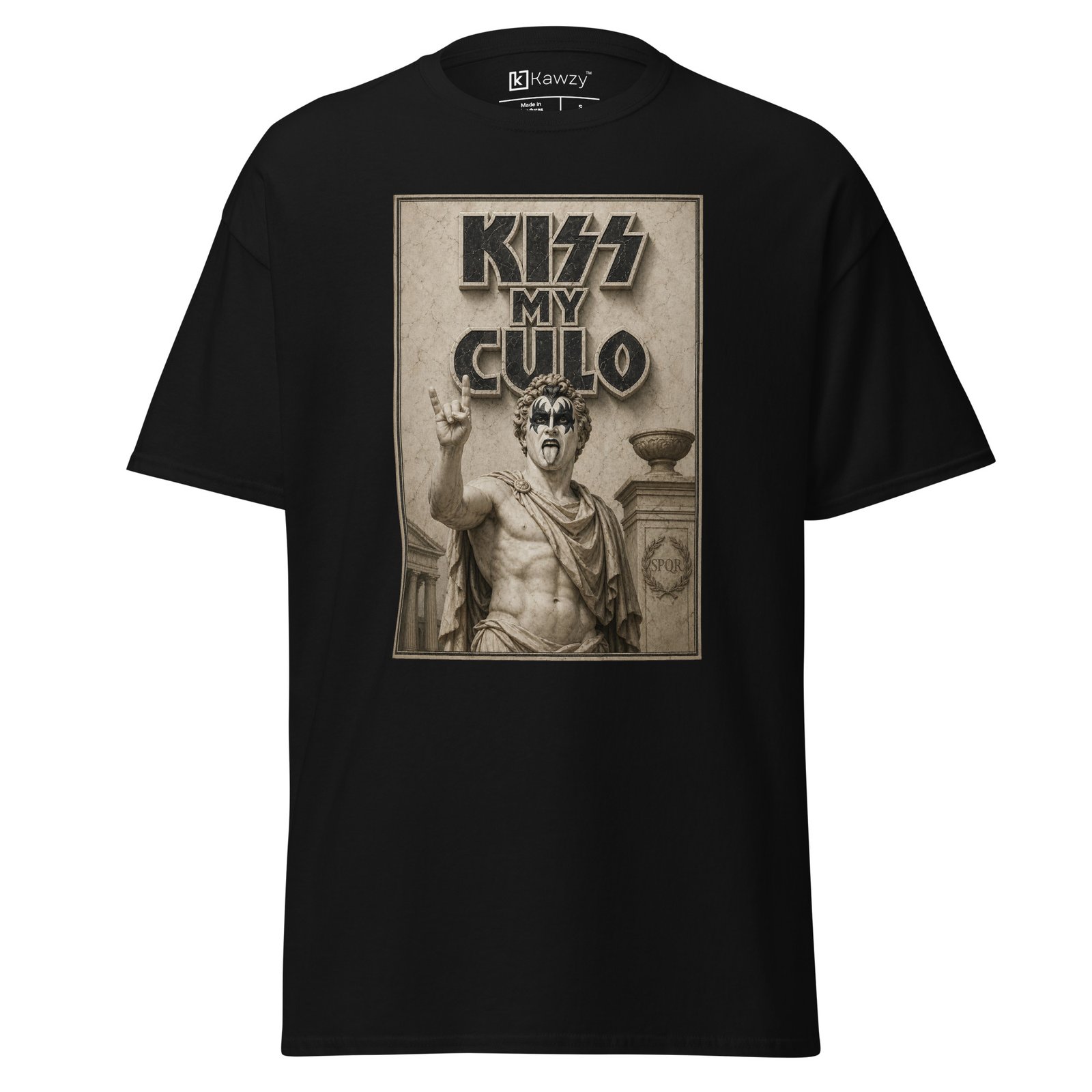 unisex-classic-tee-black-front-6a642249ad98f.jpg Kiss My Culo T-shirt - Funny Roman Statue Graphic Tee