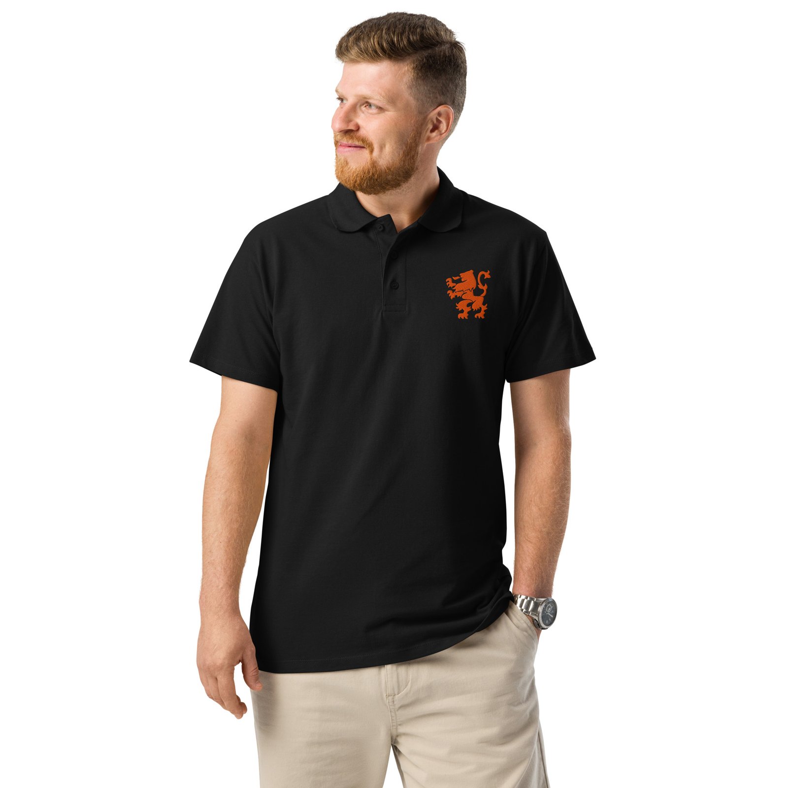 Dutch Lion Embroidered Polo Orange Netherlands Design Dutch Lion Embroidered Polo Orange Netherlands Design