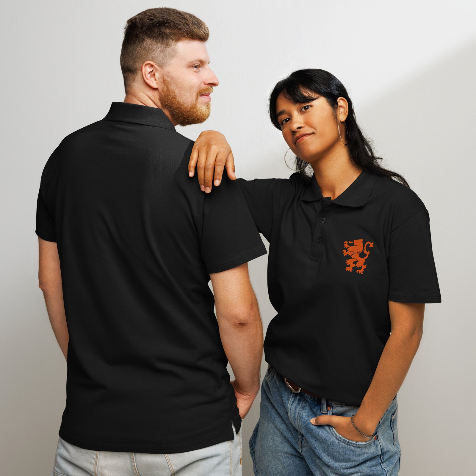 Dutch Lion Embroidered Polo Orange Netherlands Design Dutch Lion Embroidered Polo Orange Netherlands Design