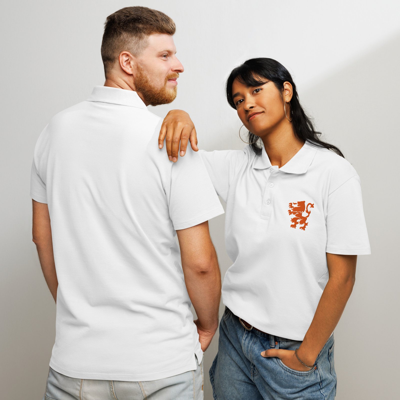 Dutch Lion Embroidered Polo Orange Netherlands Design Dutch Lion Embroidered Polo Orange Netherlands Design