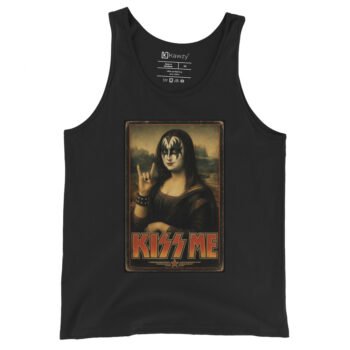 Kiss Me Mona Lisa Tank Top Rock Art Vintage Design