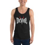 Devil Horns Tank Top Gothic Metal Lettering Black Tee