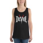 Devil Horns Tank Top Gothic Metal Lettering Black Tee