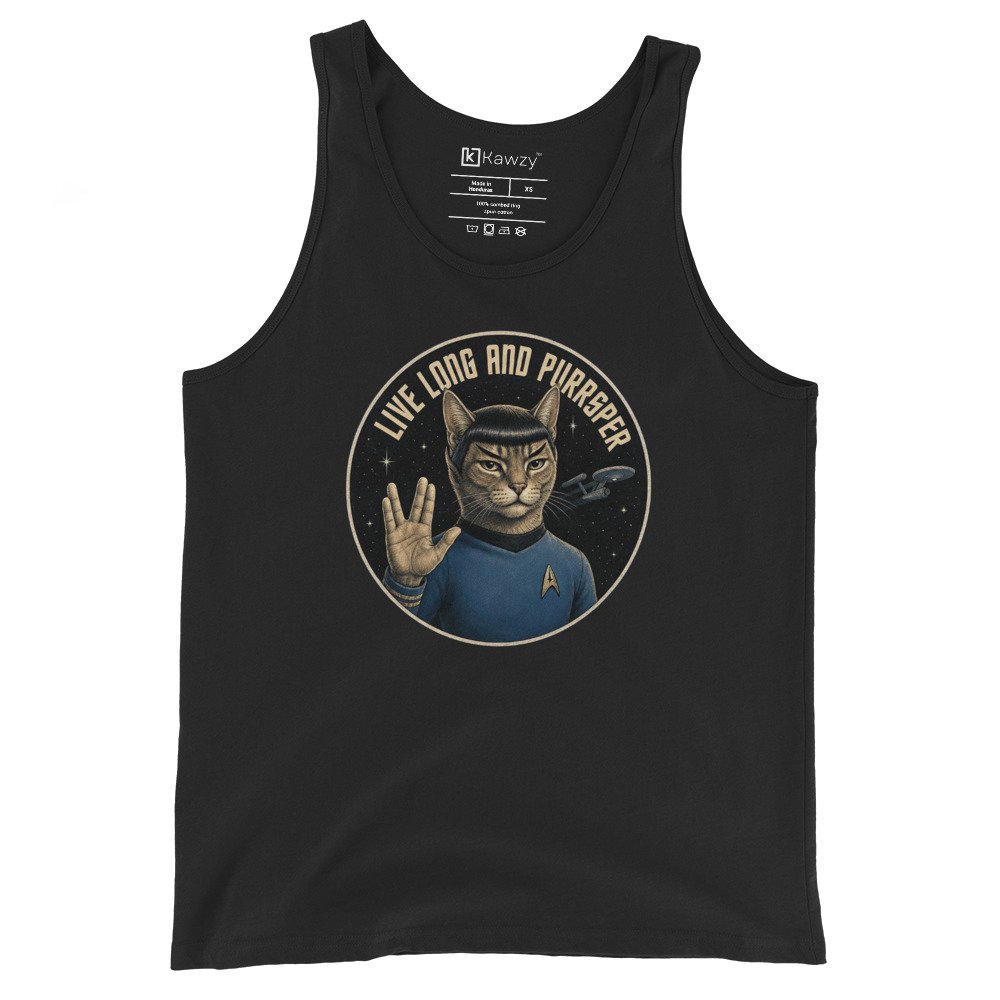 Star Trek Cat Tank Top Live Long Purrspere Tee Star Trek Cat Tank Top Live Long Purrspere Tee