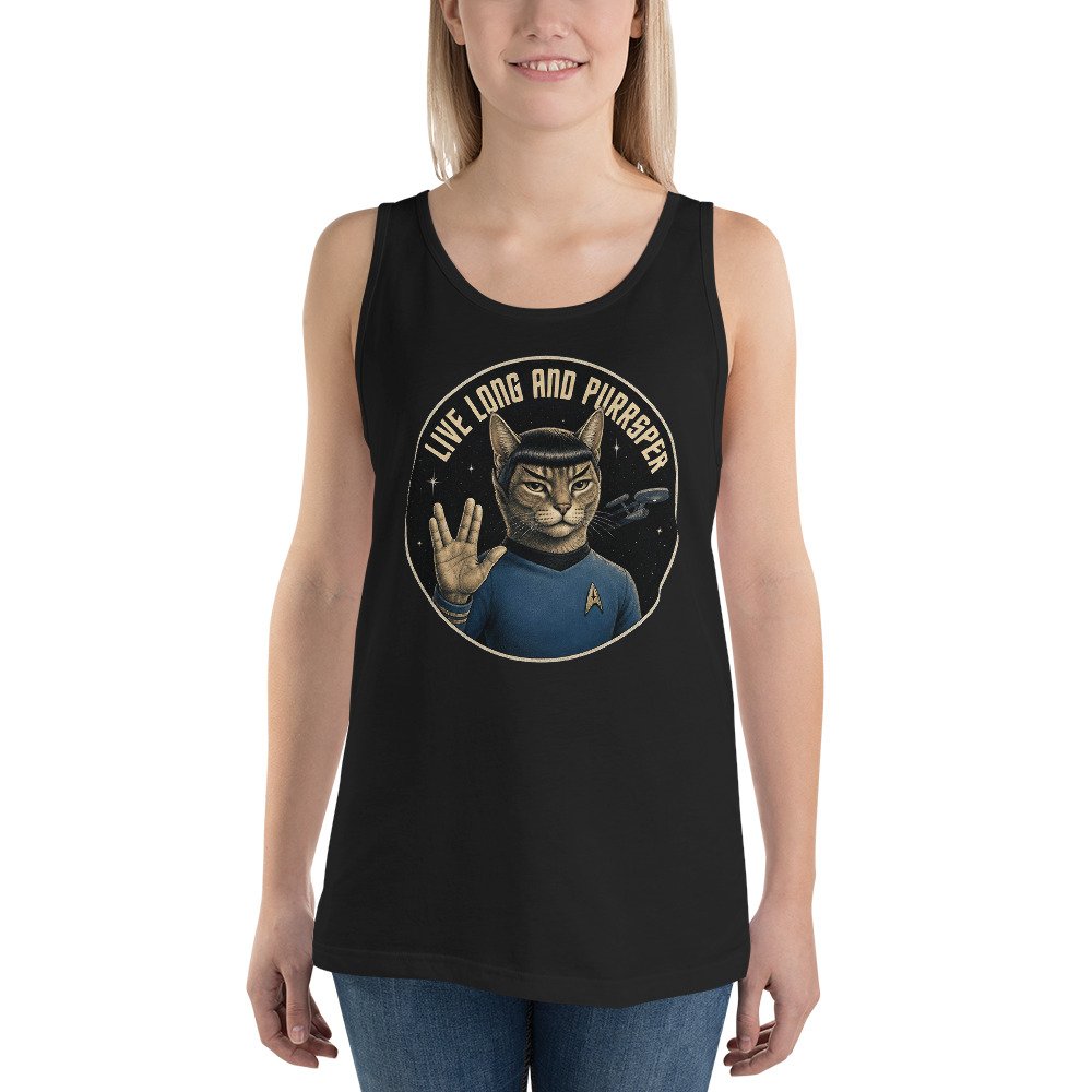 Star Trek Cat Tank Top Live Long Purrspere Tee Star Trek Cat Tank Top Live Long Purrspere Tee