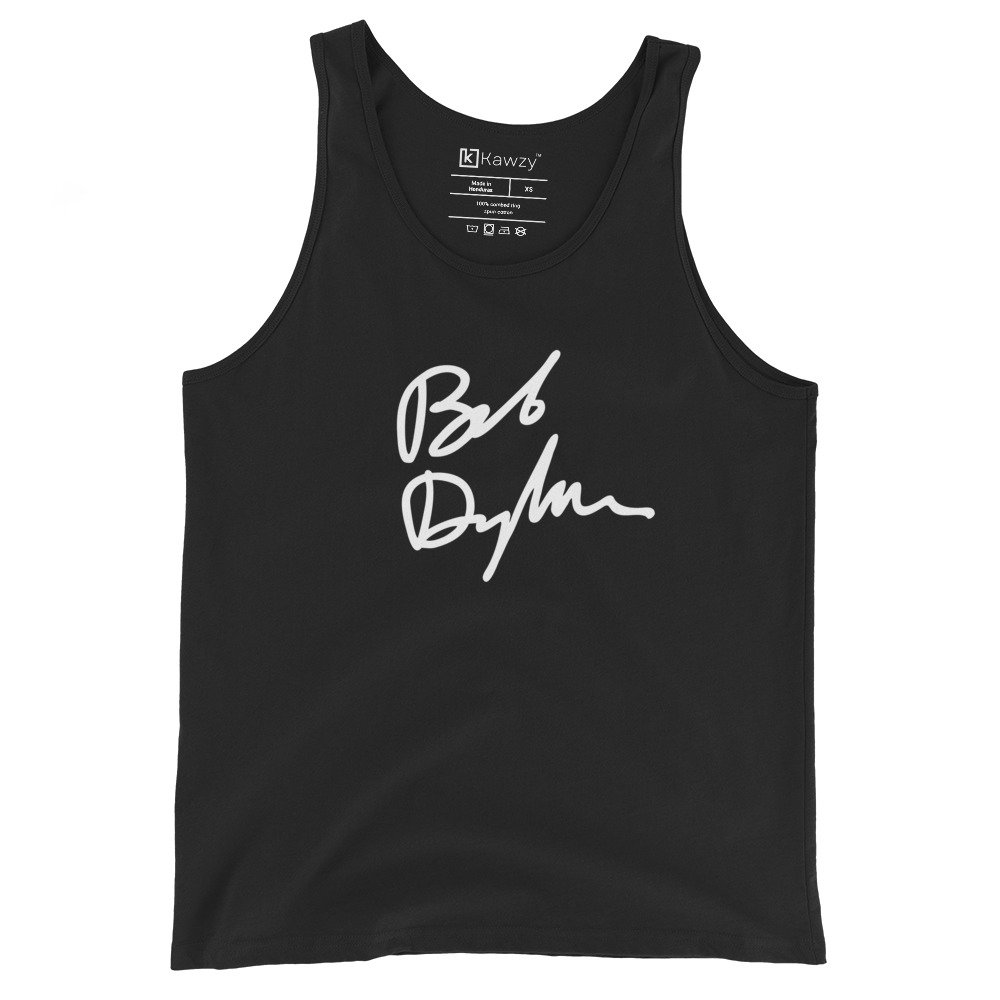 Bob Dylan Signature Tank Top Official Autograph Design Bob Dylan Signature Tank Top Official Autograph Design