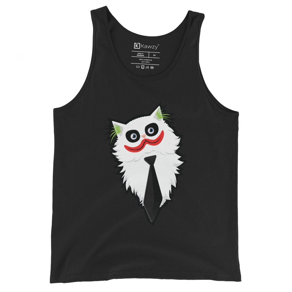 Cat Joker Tank Top Funny Cartoon Cat Villain Shirt Cat Joker Tank Top Funny Cartoon Cat Villain Shirt