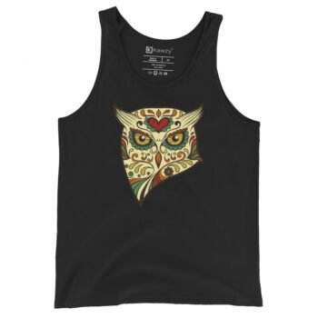 Ornate Owl Tank Top Colorful Artistic Bird Design
