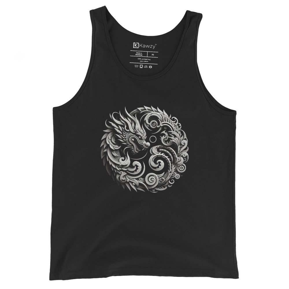 Circular Dragon Tank Top Intricate Asian Mythical Tee Circular Dragon Tank Top Intricate Asian Mythical Tee