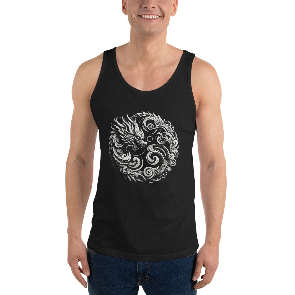 Circular Dragon Tank Top Intricate Asian Mythical Tee Circular Dragon Tank Top Intricate Asian Mythical Tee