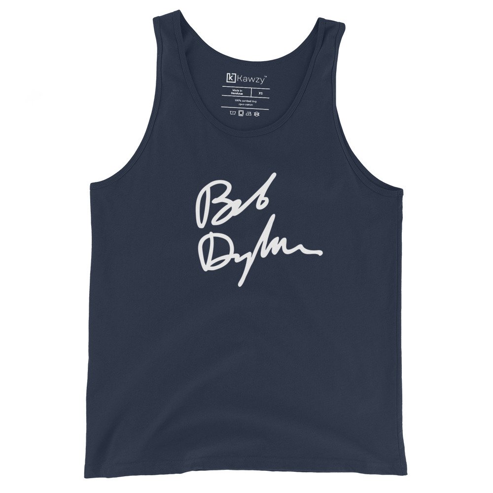 Bob Dylan Signature Tank Top Official Autograph Design Bob Dylan Signature Tank Top Official Autograph Design