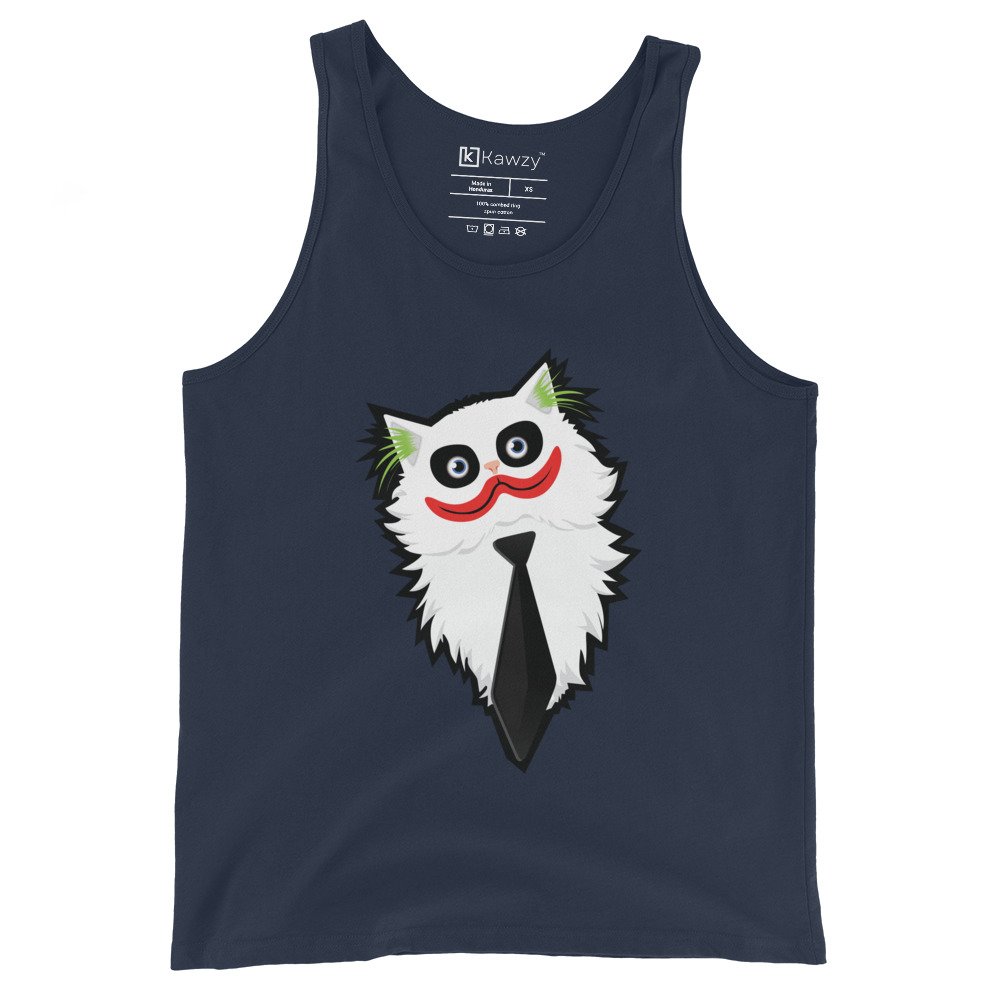 Cat Joker Tank Top Funny Cartoon Cat Villain Shirt Cat Joker Tank Top Funny Cartoon Cat Villain Shirt