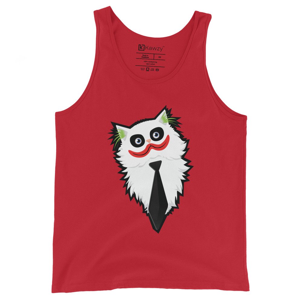 Cat Joker Tank Top Funny Cartoon Cat Villain Shirt Cat Joker Tank Top Funny Cartoon Cat Villain Shirt