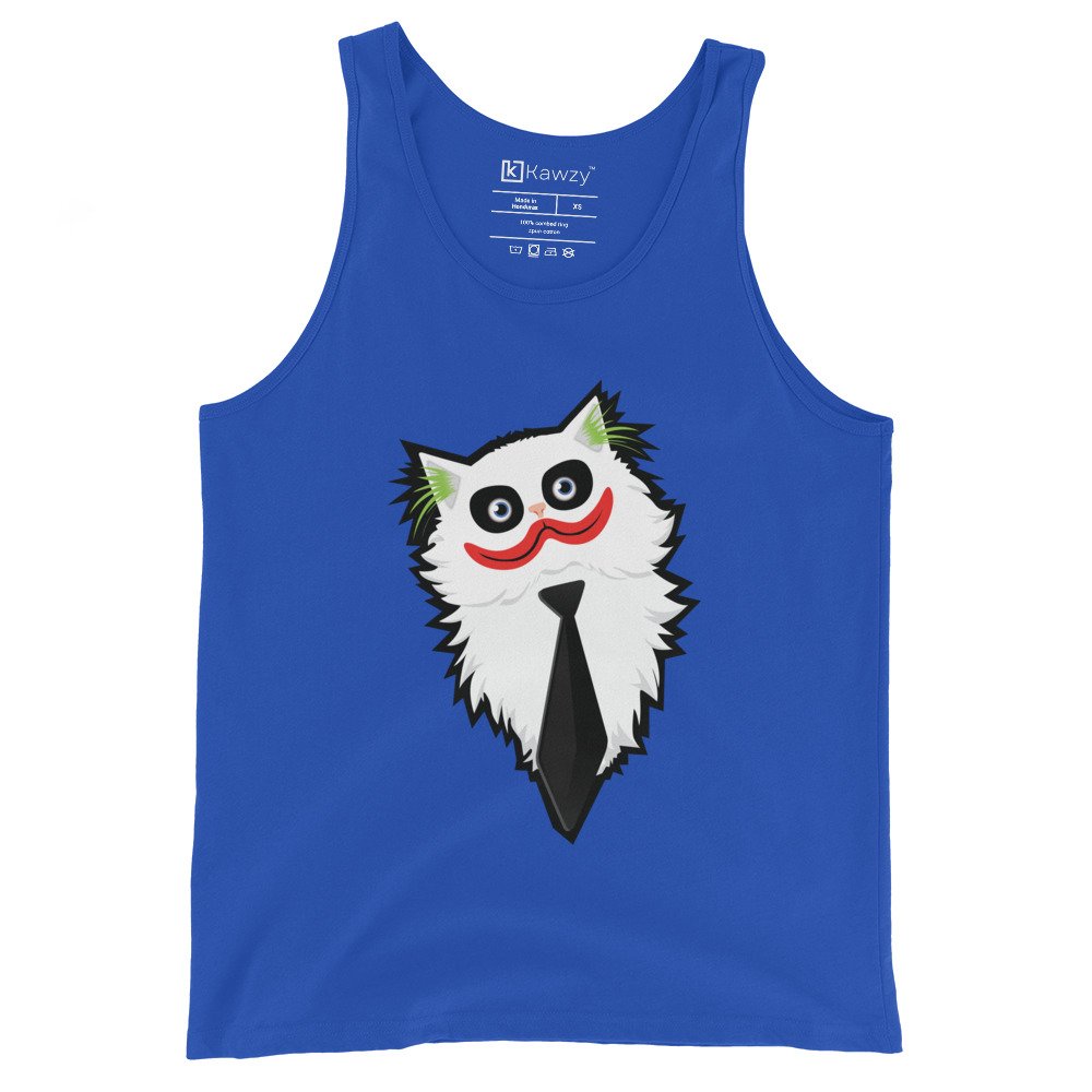 Cat Joker Tank Top Funny Cartoon Cat Villain Shirt Cat Joker Tank Top Funny Cartoon Cat Villain Shirt