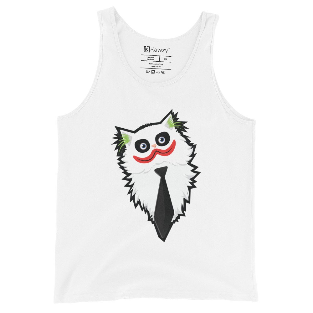 Cat Joker Tank Top Funny Cartoon Cat Villain Shirt Cat Joker Tank Top Funny Cartoon Cat Villain Shirt
