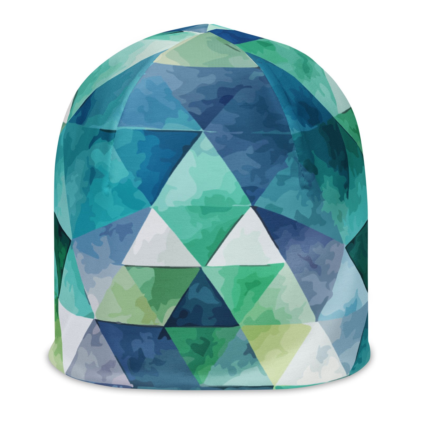 Teal Watercolor Triangle Beanie Geometric Winter Hat Teal Watercolor Triangle Beanie Geometric Winter Hat