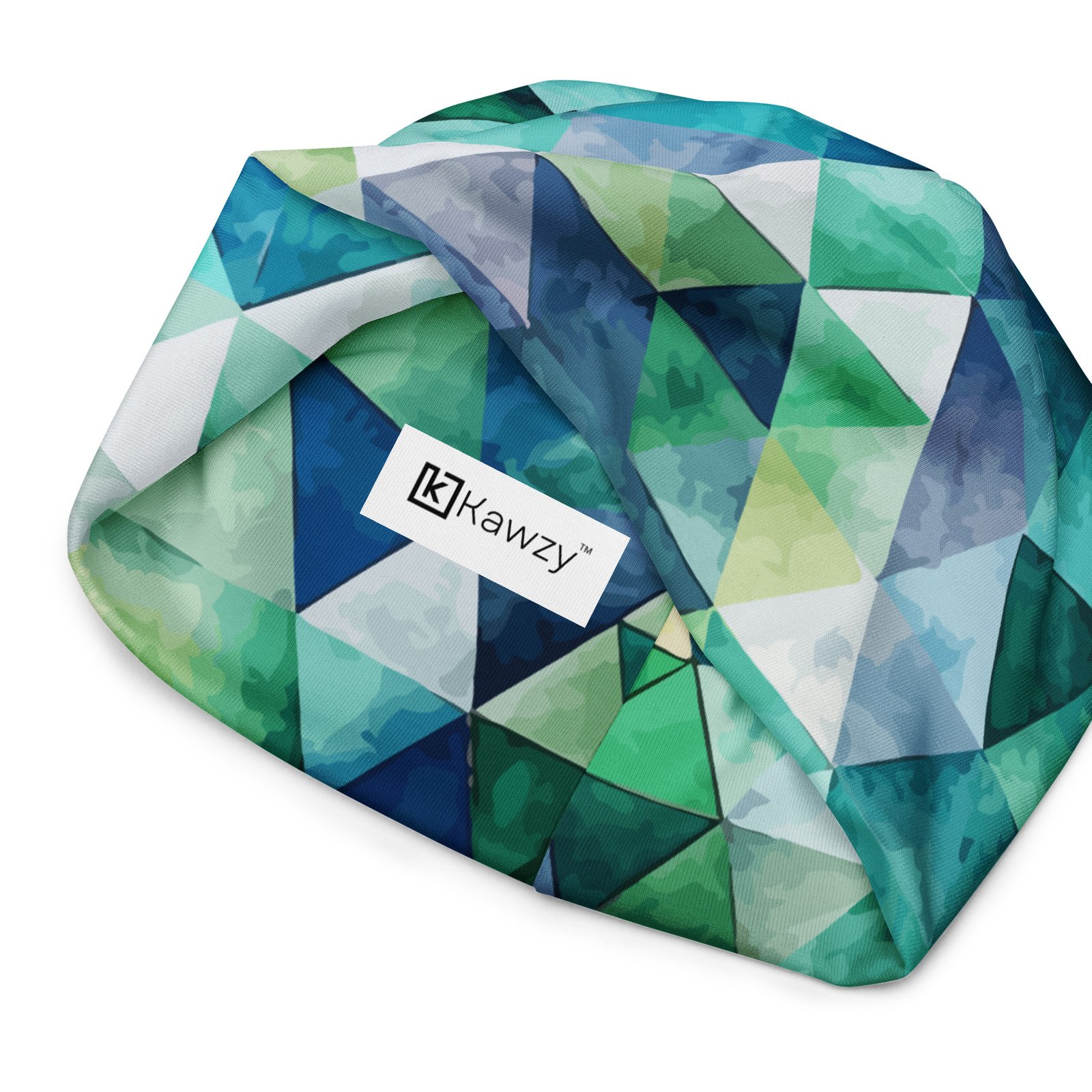 Teal Watercolor Triangle Beanie Geometric Winter Hat Teal Watercolor Triangle Beanie Geometric Winter Hat