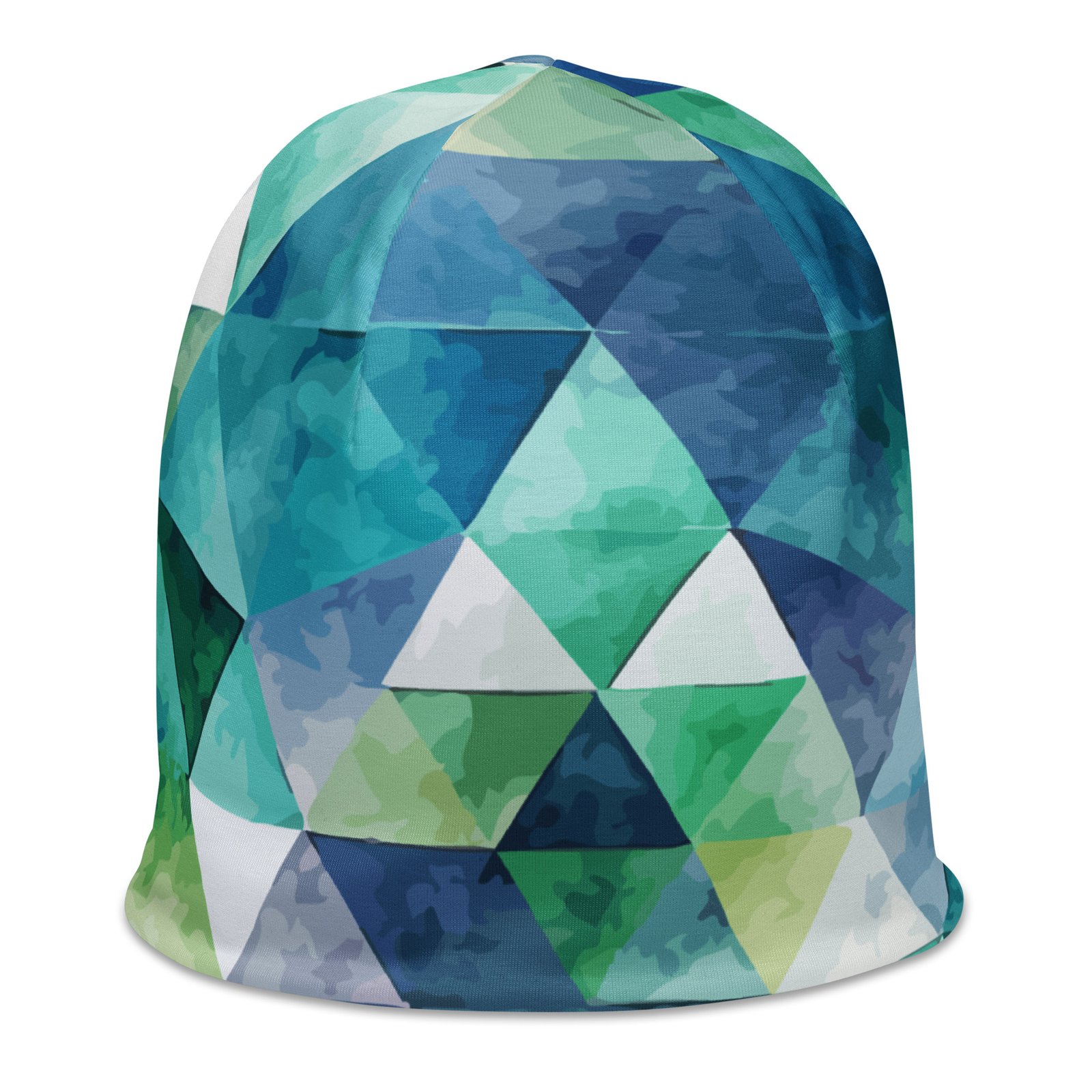 Teal Watercolor Triangle Beanie Geometric Winter Hat Teal Watercolor Triangle Beanie Geometric Winter Hat