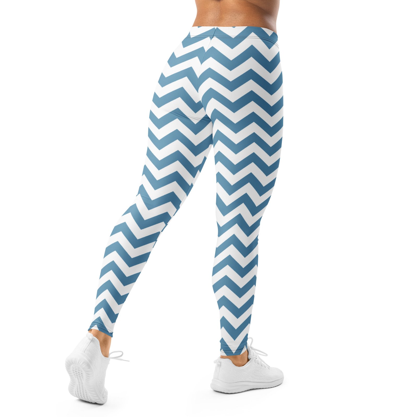 Blue Chevron Leggings Zigzag Pattern Yoga Pants Blue Chevron Leggings Zigzag Pattern Yoga Pants
