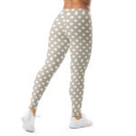 Khaki Polka Dot Leggings White Dot Yoga Pants For Women