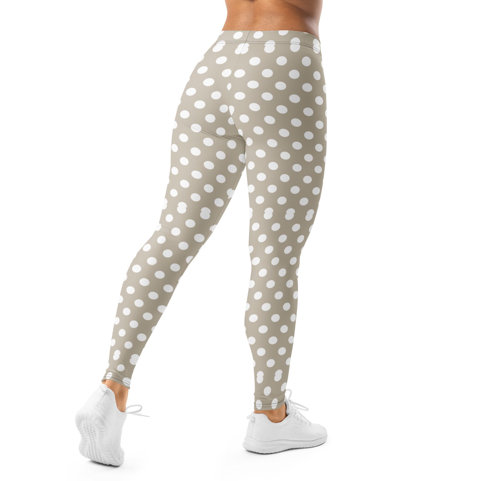 Khaki Polka Dot Leggings White Dot Yoga Pants For Women Khaki Polka Dot Leggings White Dot Yoga Pants For Women