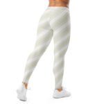 Khaki Stripe Leggings Diagonal Pattern Yoga Pants
