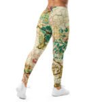 Vintage Floral Map Leggings Distressed Yoga Pants