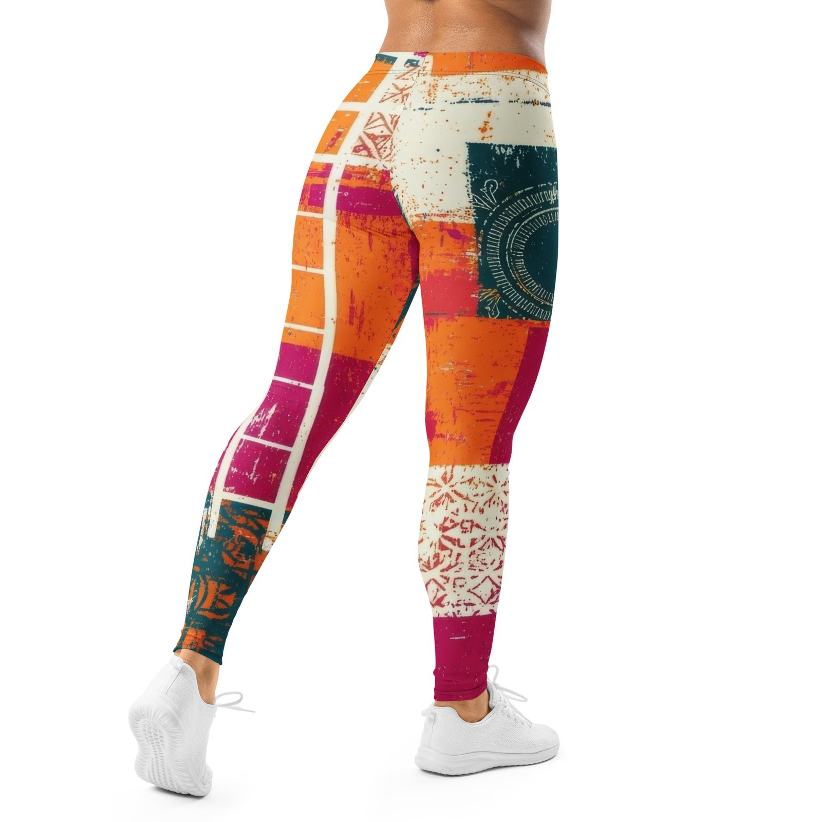 Abstract Patchwork Leggings Colorful Grunge Yoga Pants Abstract Patchwork Leggings Colorful Grunge Yoga Pants