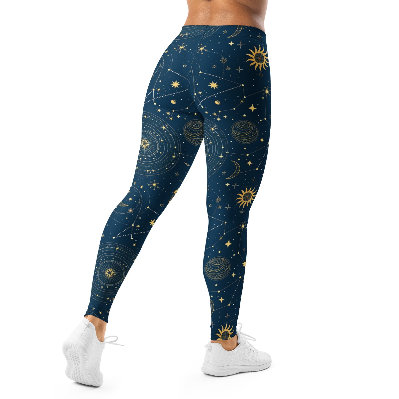 Navy Celestial Leggings Gold Sun Moon Star Yoga Pants Navy Celestial Leggings Gold Sun Moon Star Yoga Pants