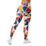 Geometric Triangle Leggings Red Blue Yellow Yoga Pants