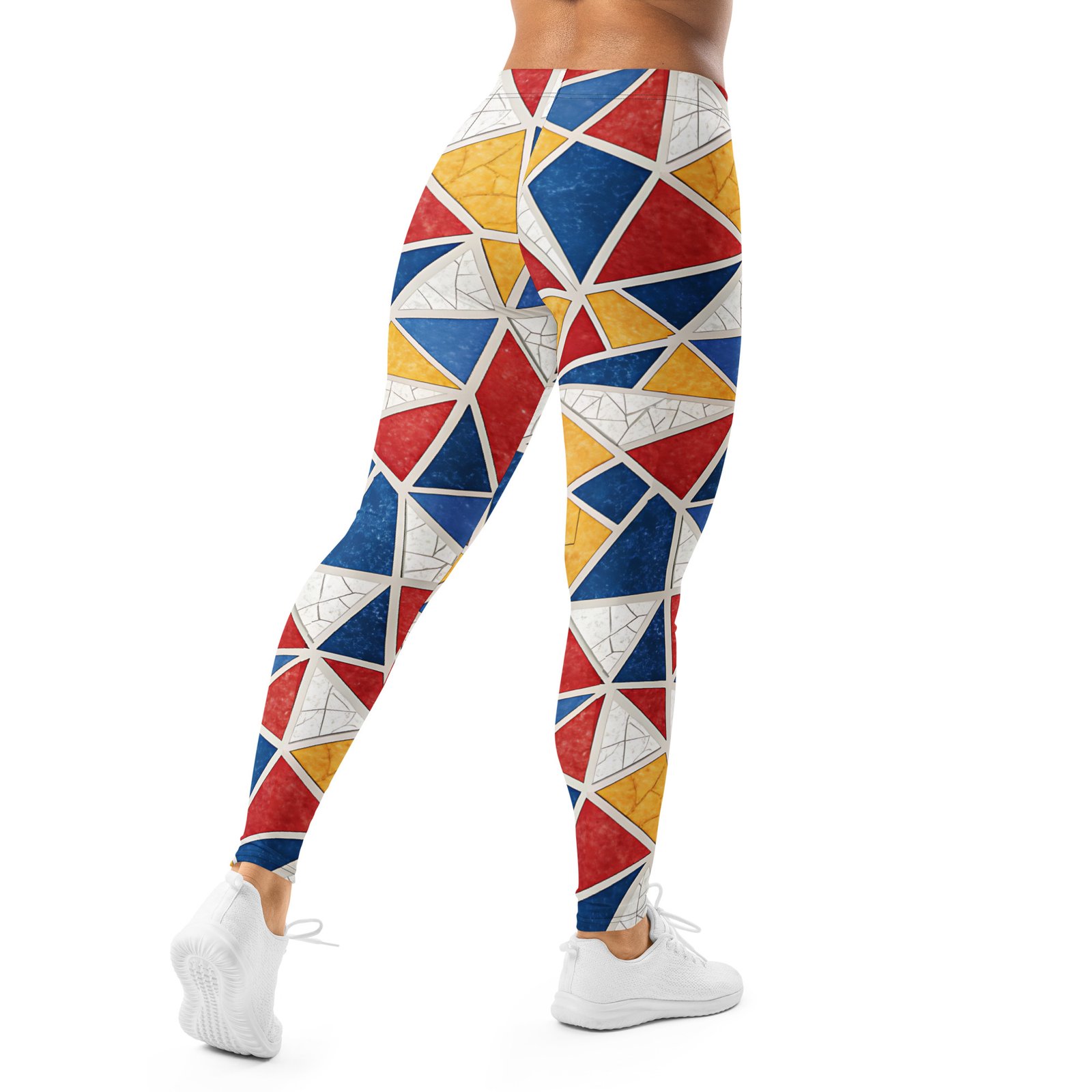 Geometric Triangle Leggings Red Blue Yellow Yoga Pants Geometric Triangle Leggings Red Blue Yellow Yoga Pants