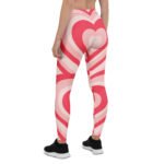 Red Heart Leggings Pink & White Striped Yoga Pants