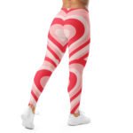 Red Heart Leggings Pink & White Striped Yoga Pants