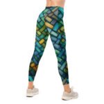 Woven Basket Leggings Blue Green Weave Yoga Pants