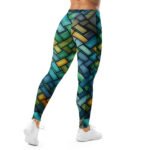 Woven Basket Leggings Blue Green Weave Yoga Pants